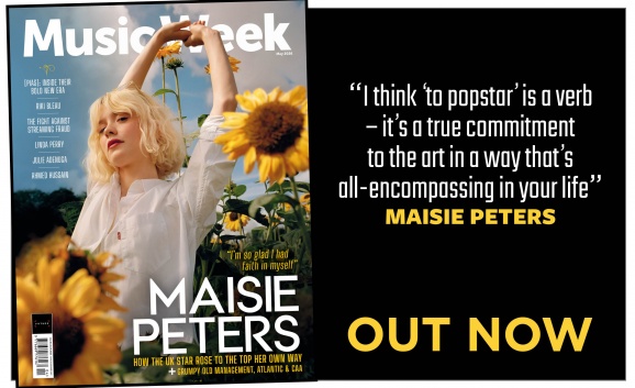 Maisie Peters poses among sunflowers on the May 2026 cover of Music Week