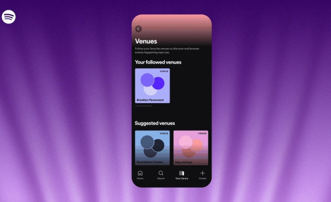 Spotify users can now follow their favourite venues